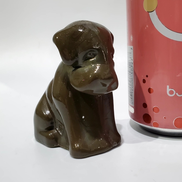 Vntg Boyd POOCH K-9 3" Brown Dark Green Touch Of Glitter Slag Glass - Picture 13 of 13